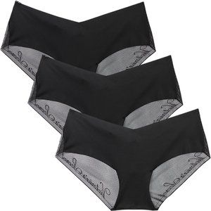 3 Victoria’s Secret Large Black Mesh Back Panties